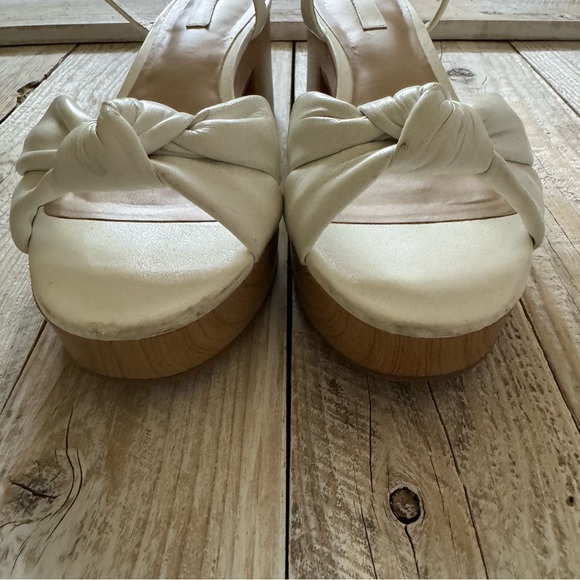 Platform Neutral Leather Bow Heels - Picture 5 of 7